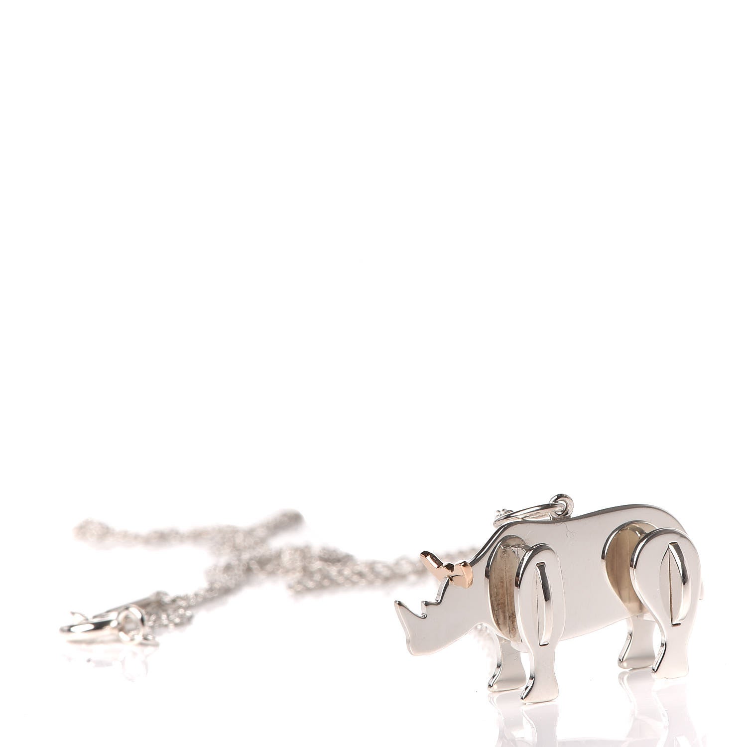 Tiffany Sterling Silver 18K Rose Gold Save the Wild Rhino Pendant Necklace 5 of 9