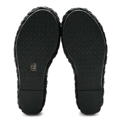 Valentino Garavani Calfskin Silk Torchon Vlogo Platform Espadrille 100 Wedge Sandals 39 Black 6 of 10