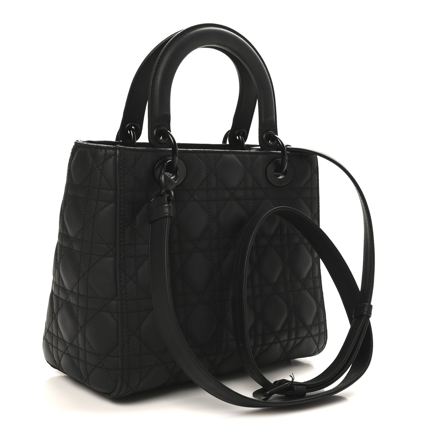 Ultra Matte Calfskin Cannage Medium Lady Dior Black