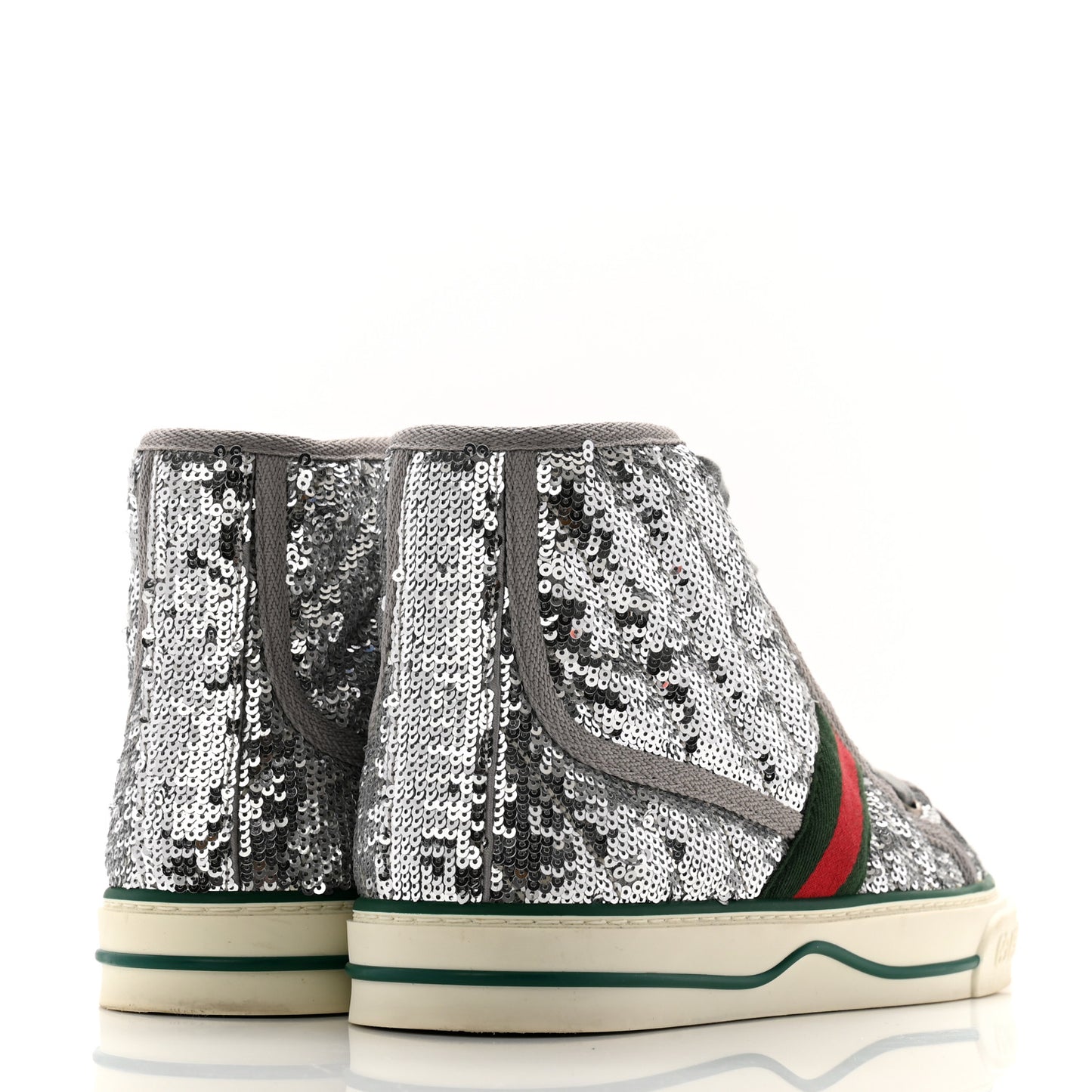 Sequin Web Matelasse Womens 1977 Tennis High Top Sneakers 37.5 Silver Light Grey