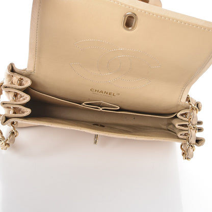 Chanel Aged Calfskin Quilted Accordion Double Flap Beige 6 of 14