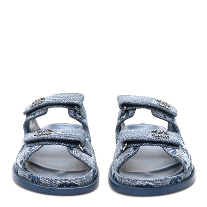Chanel Denim CC Velcro Dad Chain CC Slide Sandals 39 Blue 3 of 10