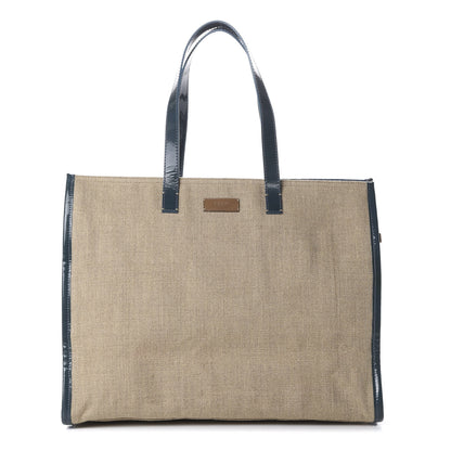 Fendi Linen Patent FF Shopping Tote Blue 1 of 9