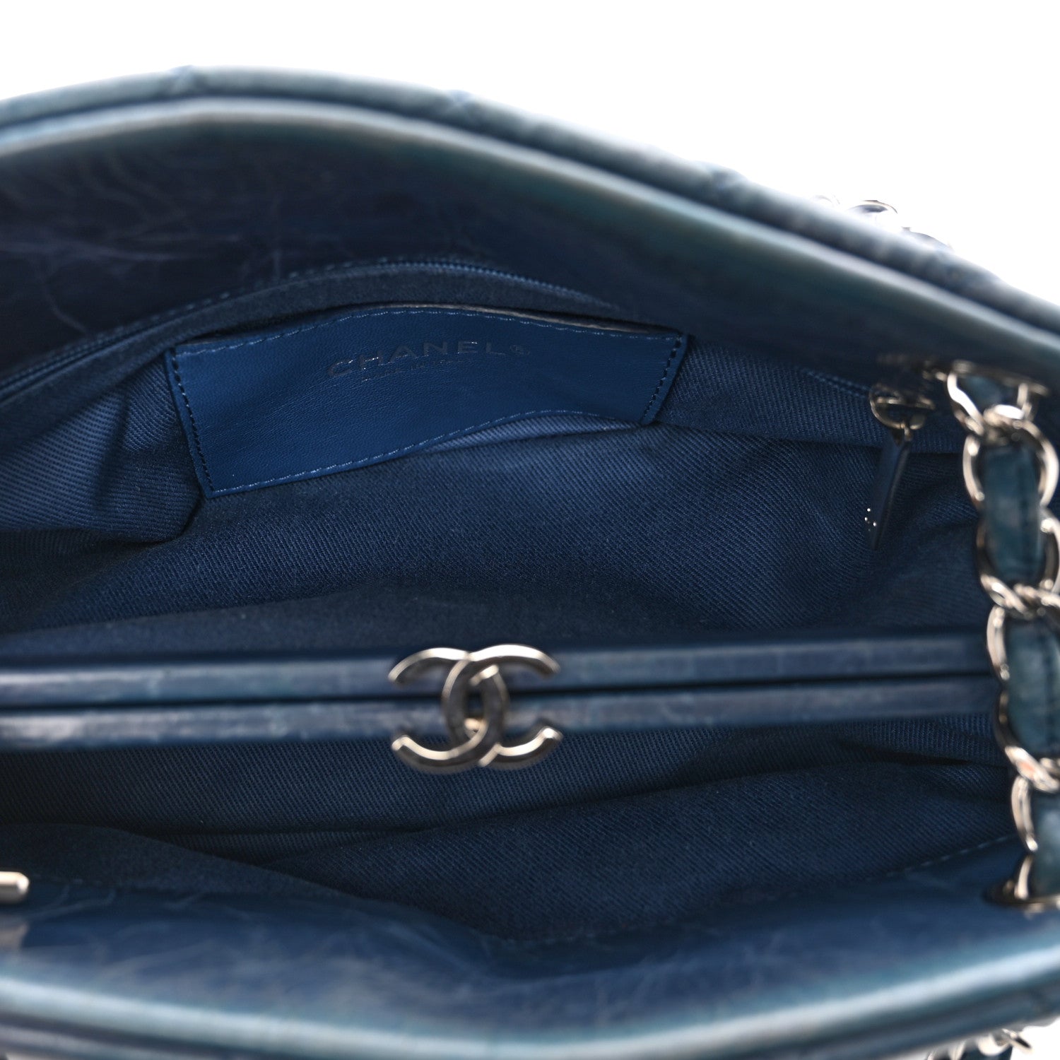 Chanel Aged Calfskin Quilted Small Just Mademoiselle Bowling Bag Dark Blue 6 of 10