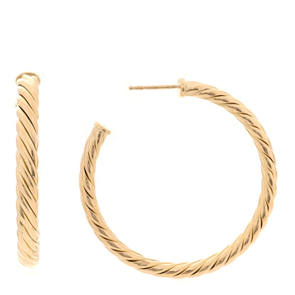David Yurman 18K Yellow Gold 45mm Sculpted Cable Hoop Earrings 1 of 5