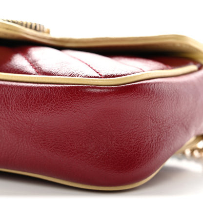 Gucci Vintage Effect Calfskin Matelasse Super Mini Torchon GG Marmont Shoulder Bag Black Beige 10 of 10