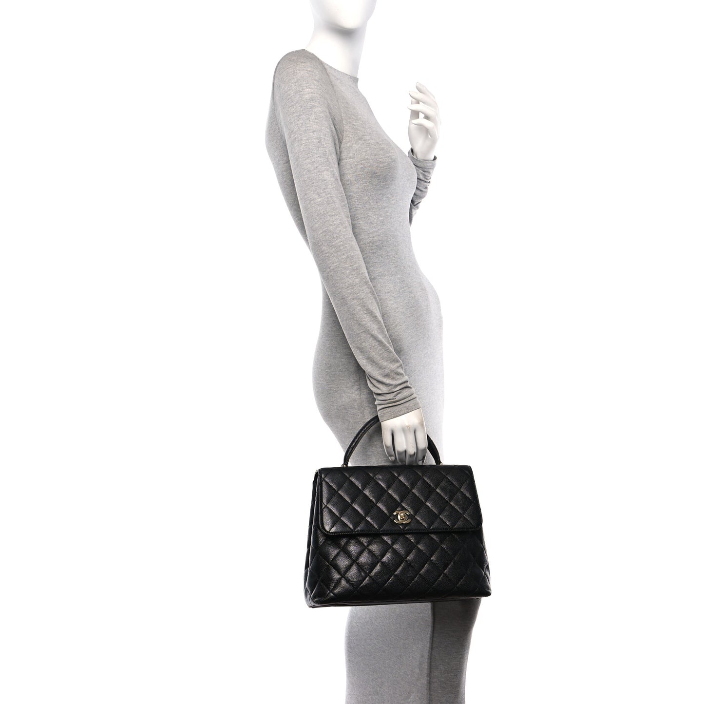 Caviar Quilted Jumbo Kelly Flap Black