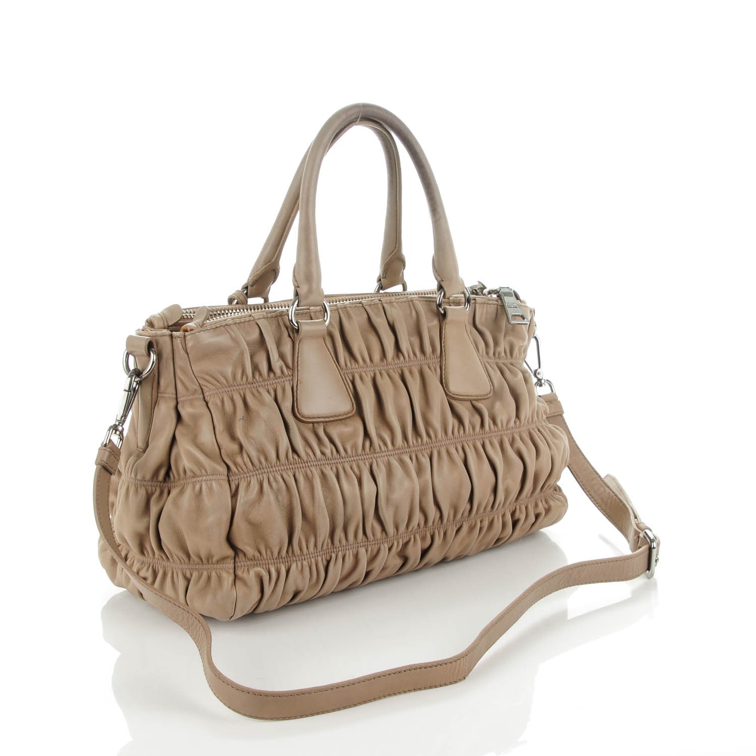 Prada Nappa Gaufre Double Zip Tote Argilla 3 of 15
