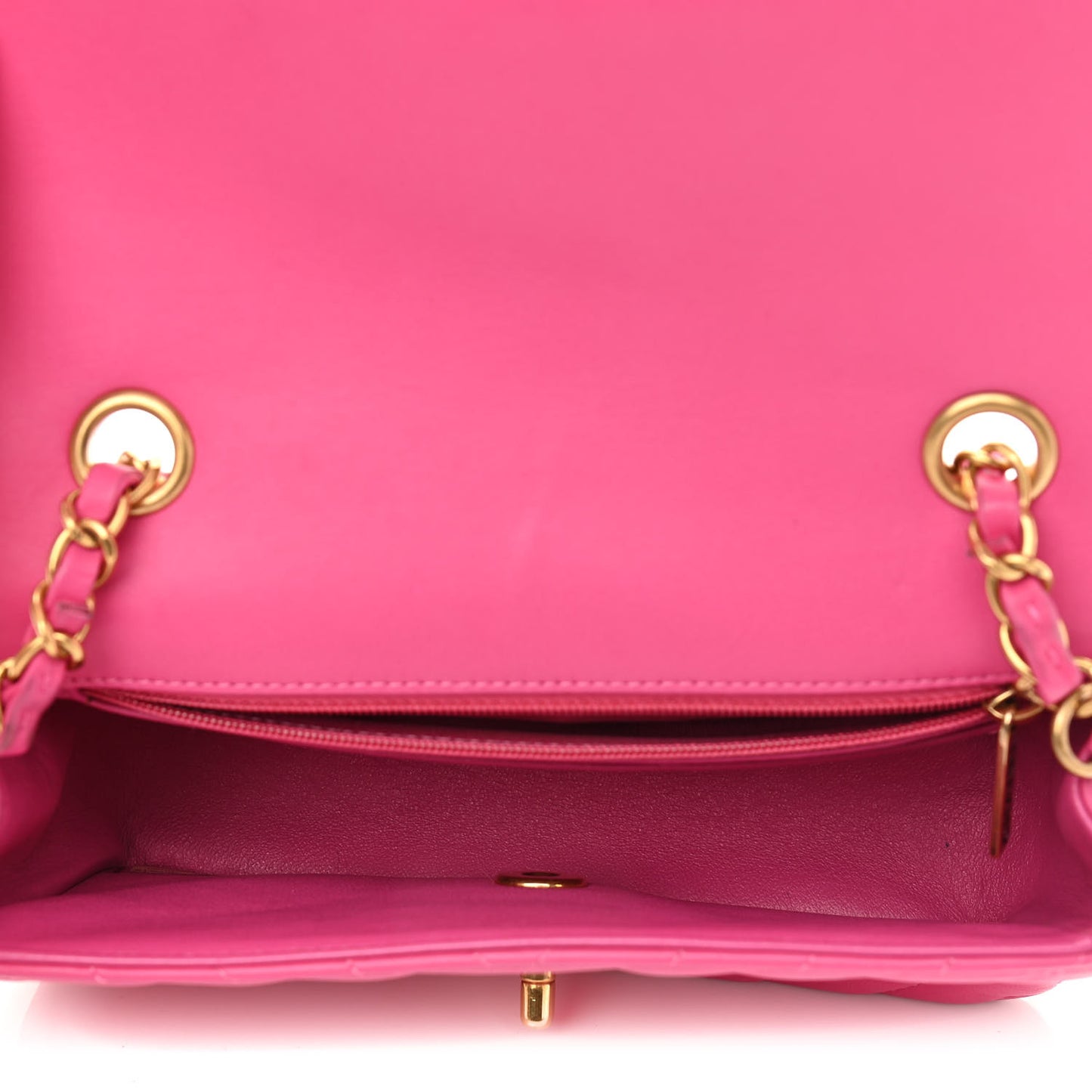 Lambskin Chevron Quilted Mini Rectangular Flap Pink