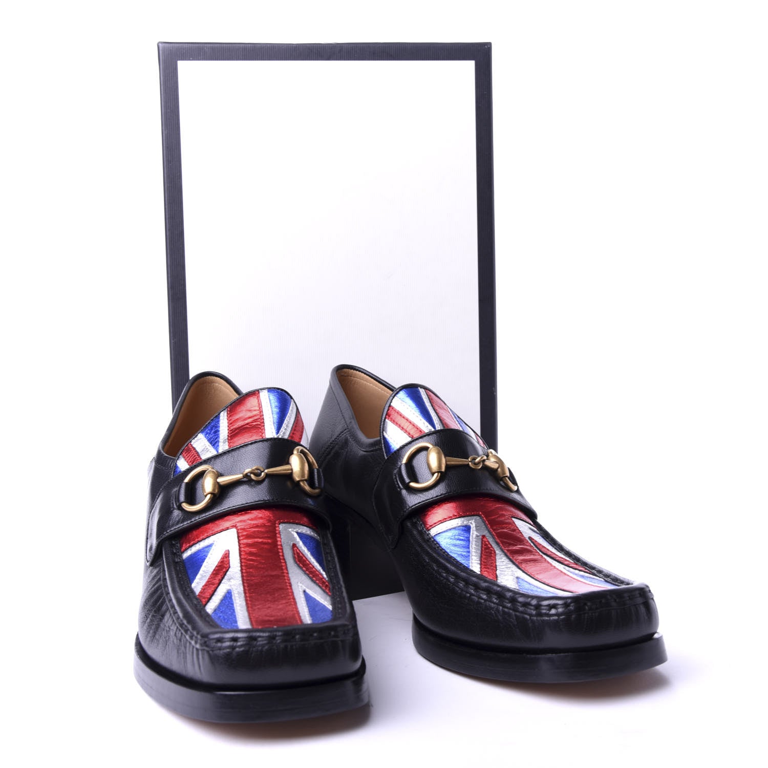 Gucci Lambskin Union Jack Horsebit Loafer Pumps 41.5 Black 10 of 10