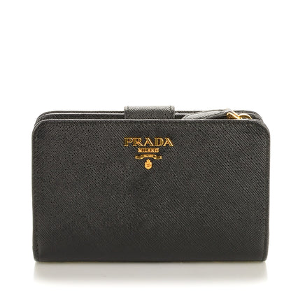 Prada Saffiano Metal Compact Wallet Black 1 of 8