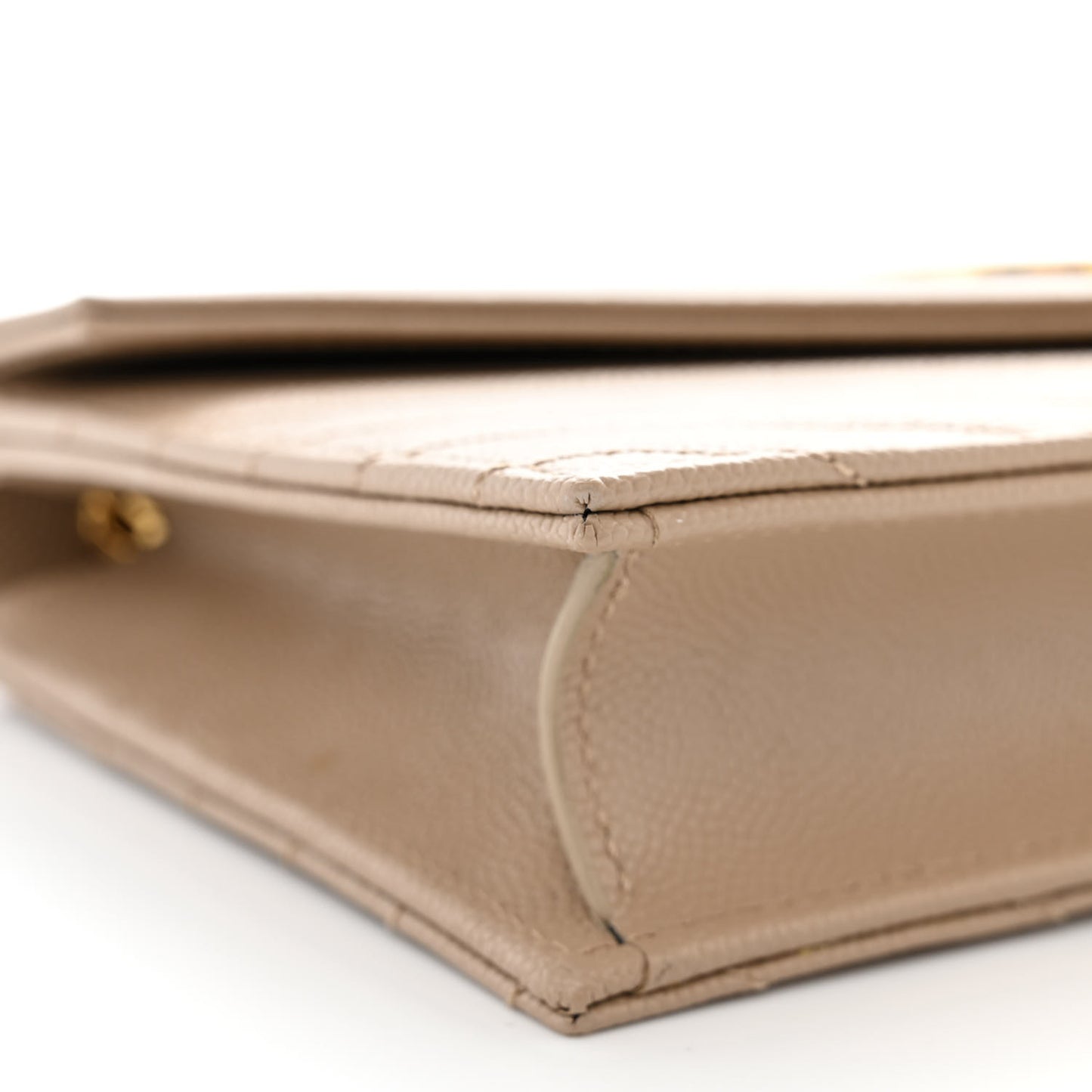 Grain De Poudre Matelasse Chevron Monogram Envelope Chain Wallet Dark Beige