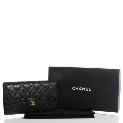 Chanel Caviar Quilted Long Flap Wallet Black 5 of 8