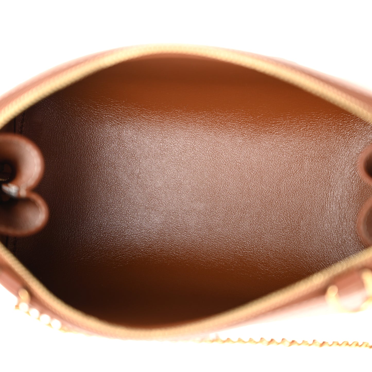 Smooth Calfskin Cuir Triomphe Clutch on Chain Tan