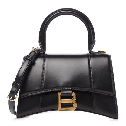 Balenciaga Shiny Box Calfskin Hourglass Top Handle Bag XS Black 1 of 8