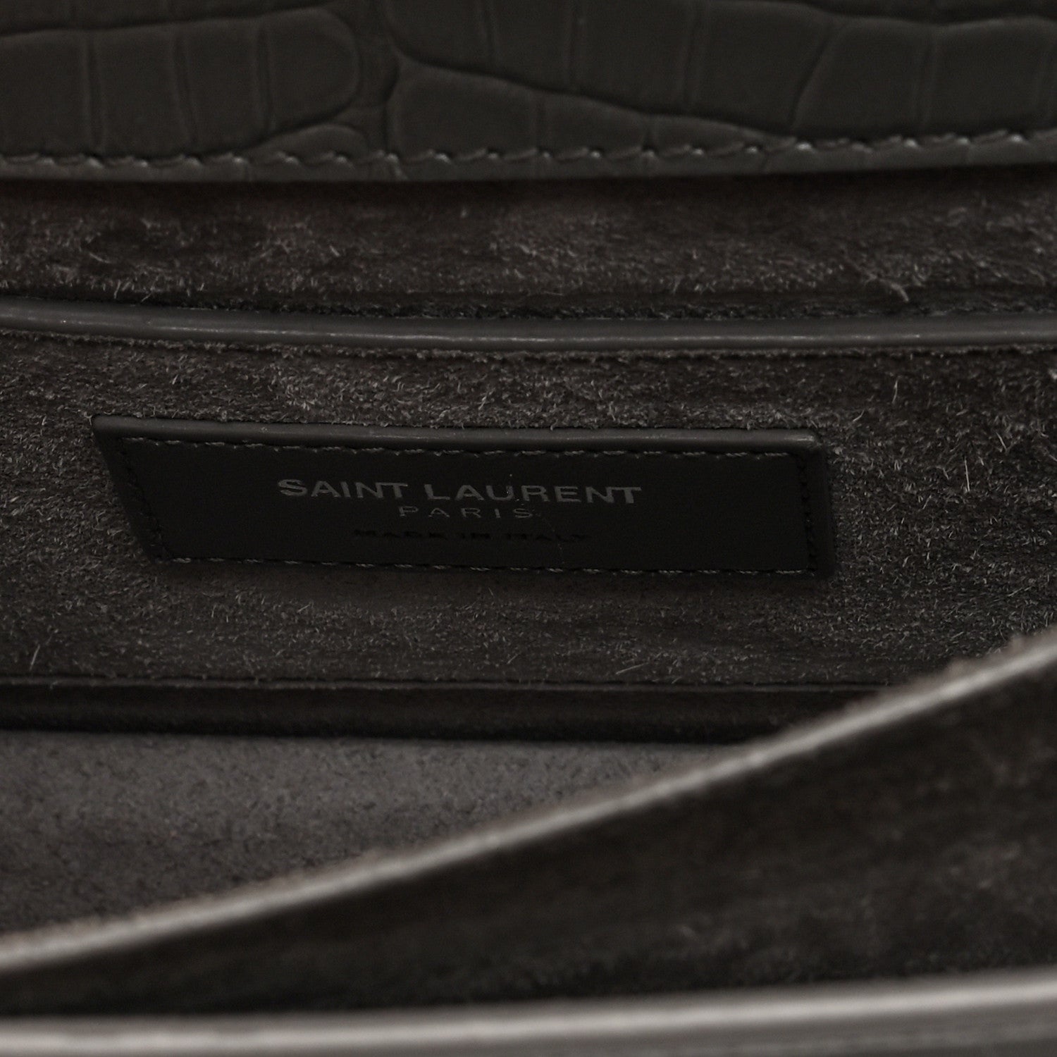 Saint Laurent Calfskin Crocodile Embossed Medium Monogram Sunset Fog 6 of 9