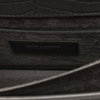 Saint Laurent Calfskin Crocodile Embossed Medium Monogram Sunset Fog 6 of 9