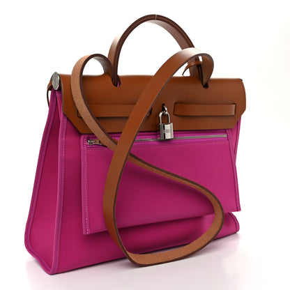 Hermes Vache Hunter Toile Herbag Zip 31 PM Magnolia Fauve 4 of 11