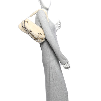 Gucci Merino Wool Medium Maxi Horsebit Chain Shoulder Bag Off White 2 of 9
