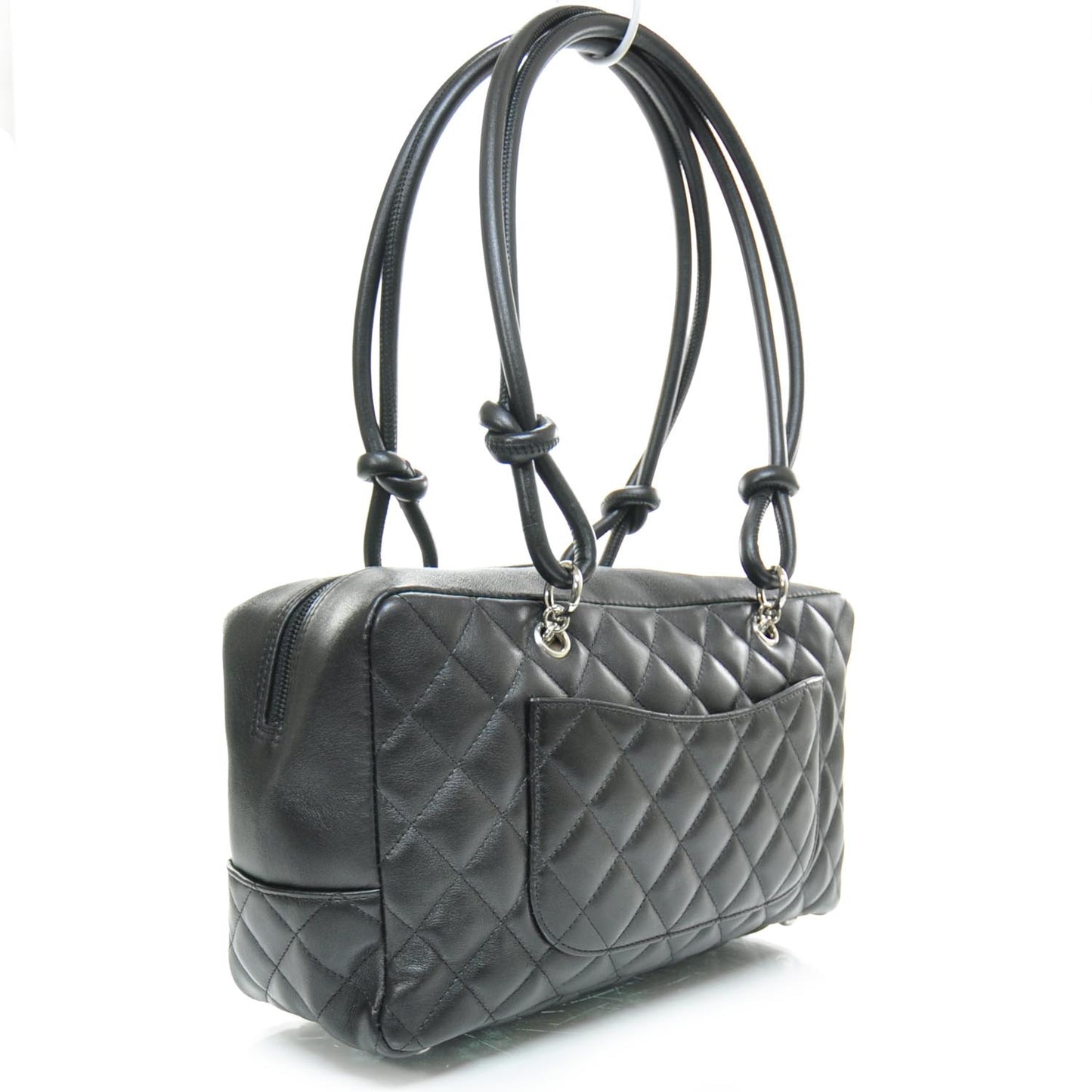 Calfskin Quilted Large Cambon Bowler Black White