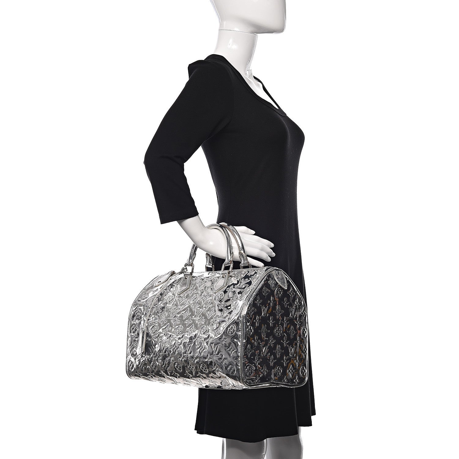 Louis Vuitton Monogram Miroir Speedy 35 Silver 2 of 16