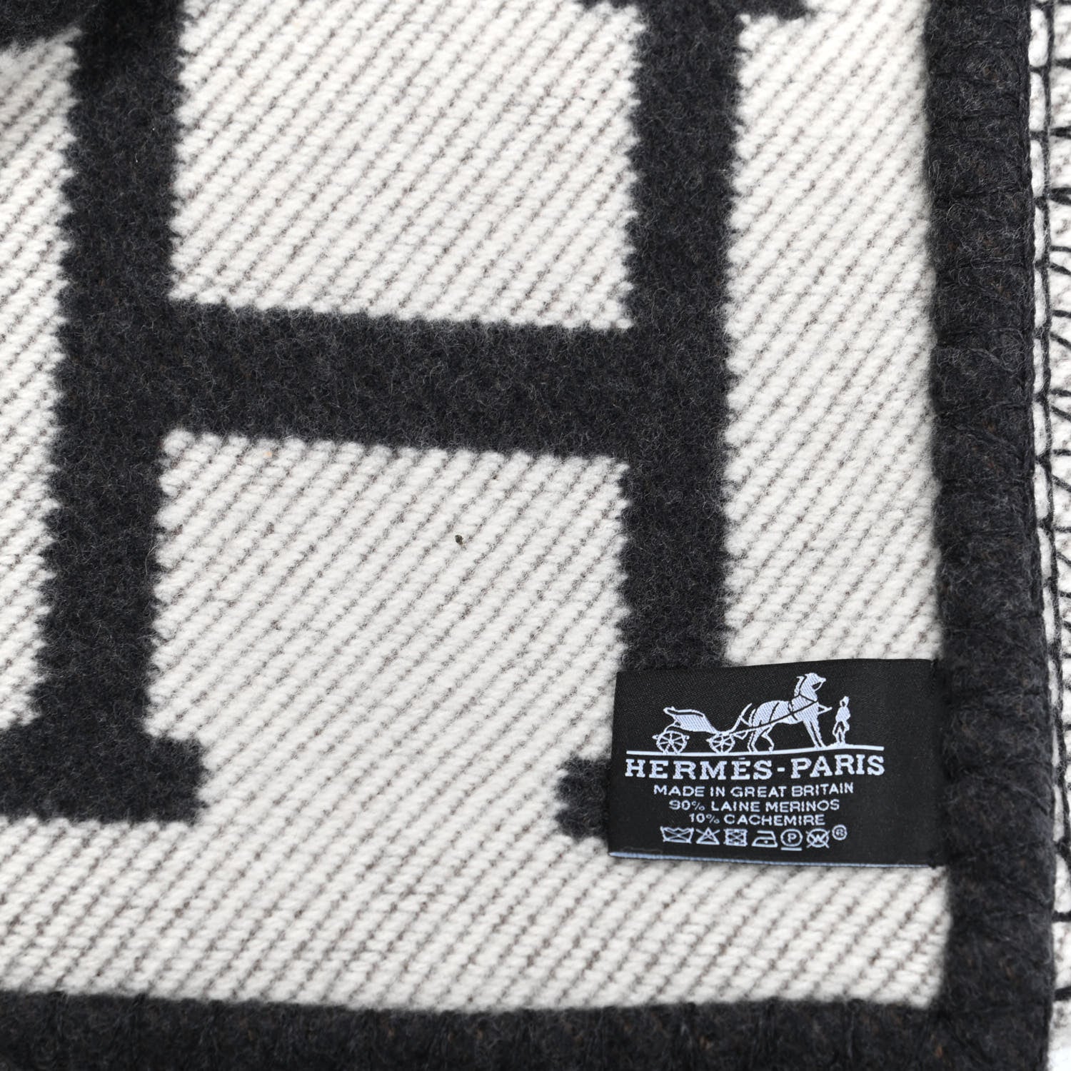Hermes Wool Cashmere Avalon Blanket Ecru Gris Fonce 3 of 3