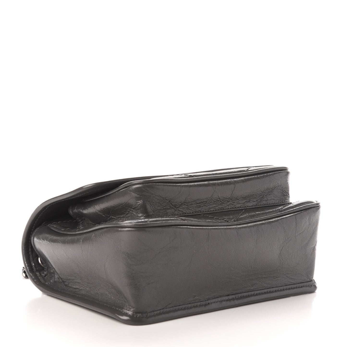 Crinkled Calfskin Matelasse Monogram Baby Niki Chain Satchel Storm