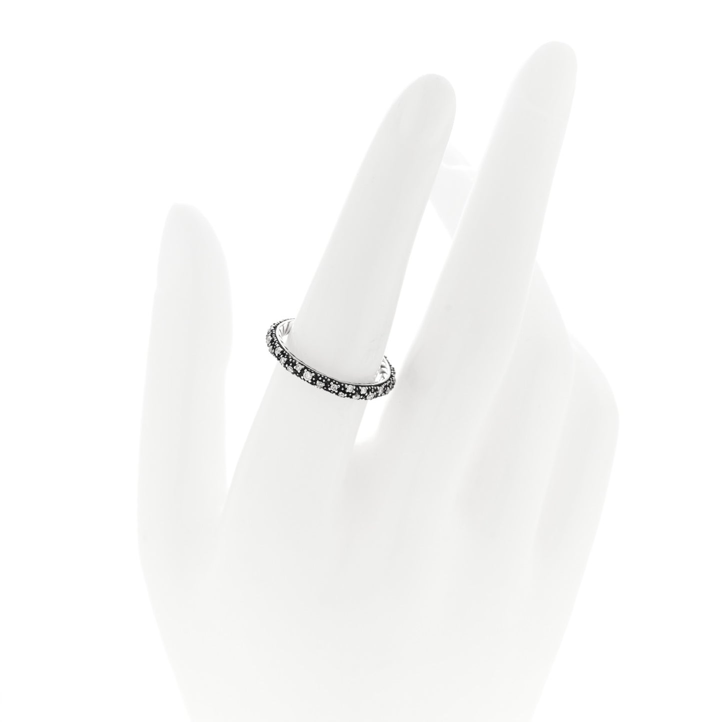 Sterling Silver Diamond 3mm Midnight Melange Band Ring 54 6.75