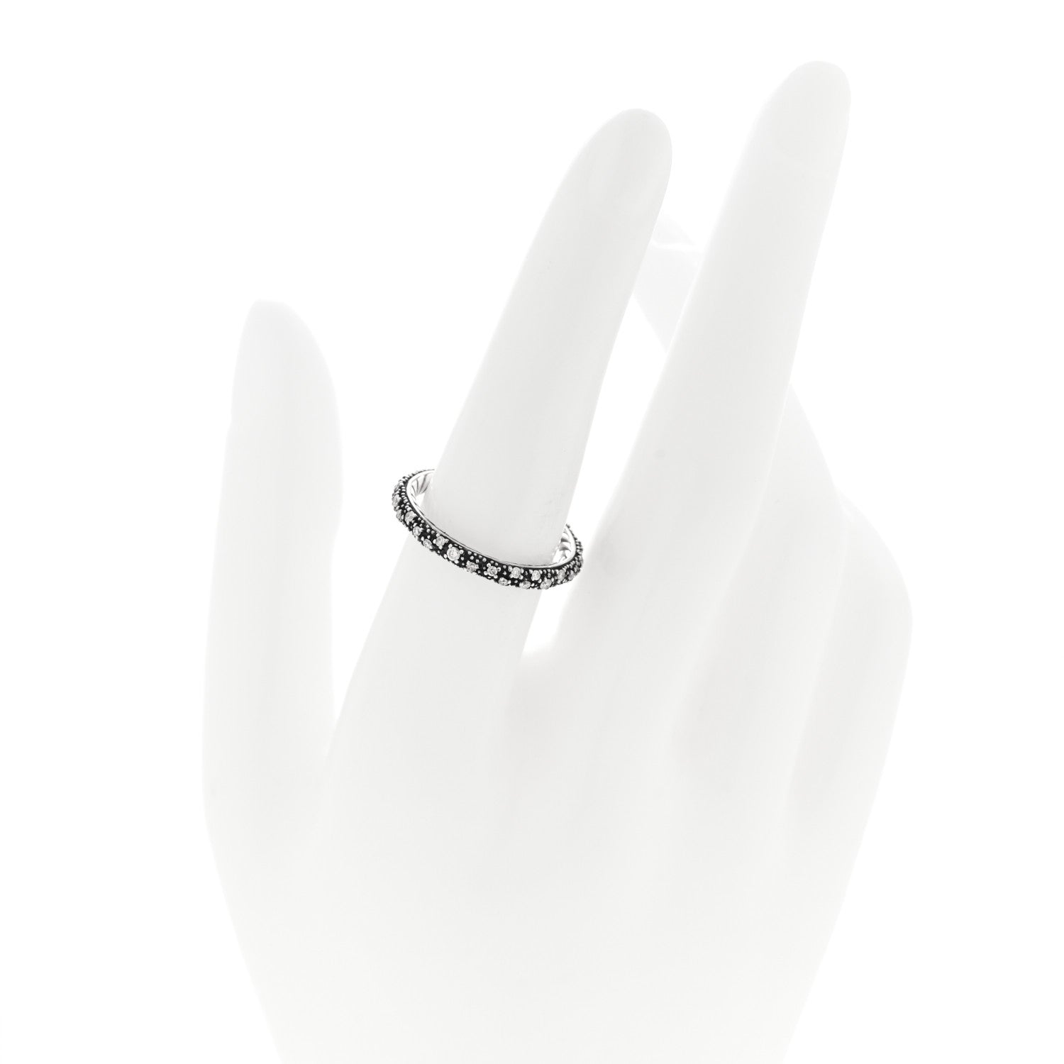 David Yurman Sterling Silver Diamond 3mm Midnight Melange Band Ring 54 6.75 2 of 4