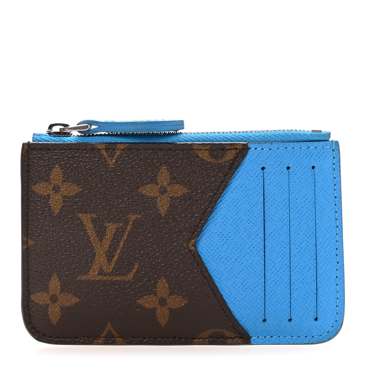 Monogram Zipped Romy Card Holder Gaston Blue