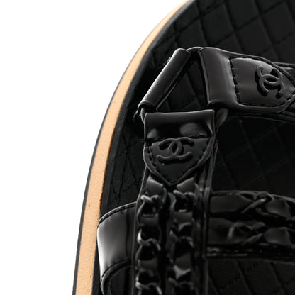 Chanel Laminated Goatskin Chain Sandals 36.5 Black 10 of 11