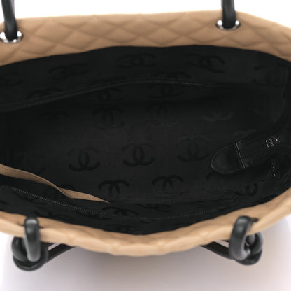 Chanel Calfskin Quilted Large Cambon Tote Beige Black 5 of 9