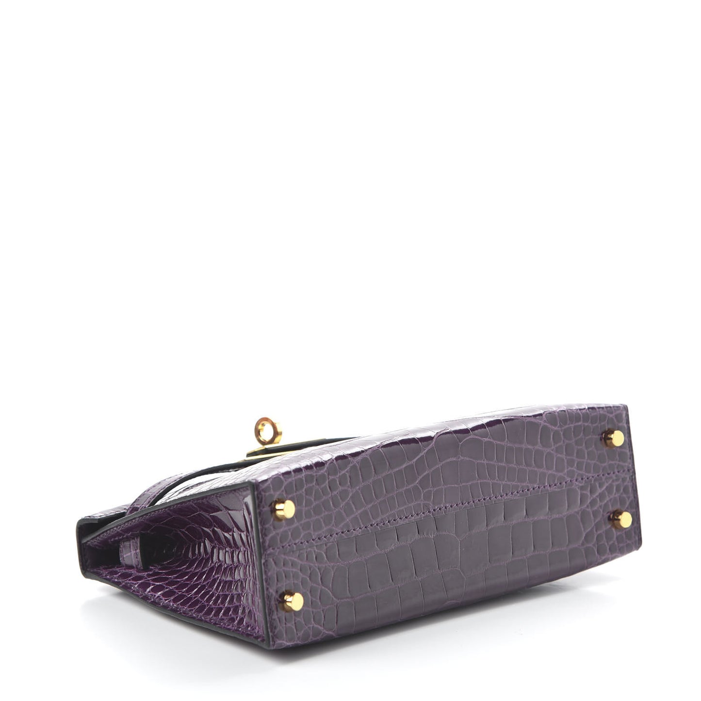 Shiny Alligator Mini Kelly Sellier 20 Cassis
