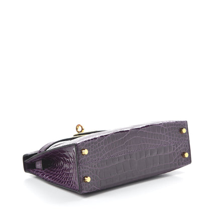 Hermes Shiny Alligator Mini Kelly Sellier 20 Cassis 5 of 31