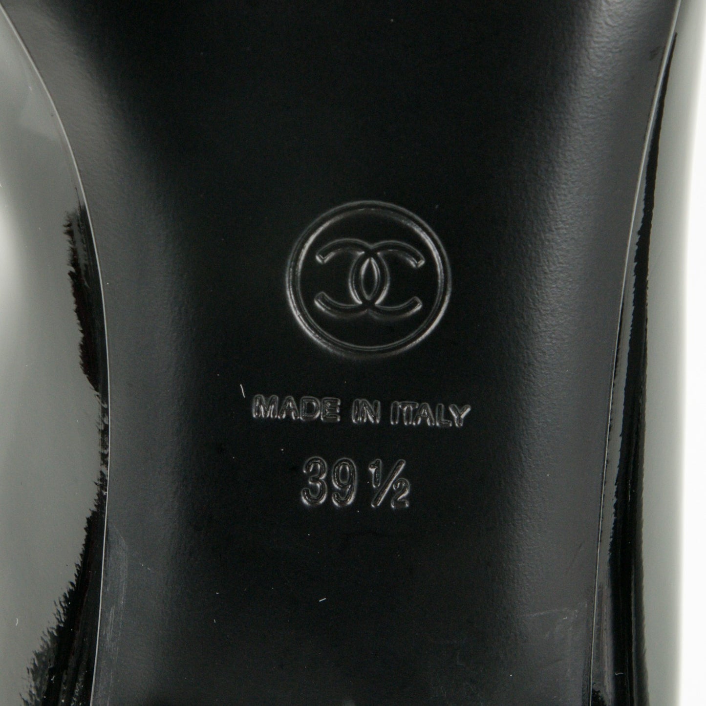 Patent Calfskin Mary Jane Ballerina Flats 39.5 Black