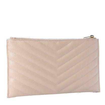 Saint Laurent Grain De Poudre Chevron Monogram Bill Pouch Rose Poudre 3 of 10