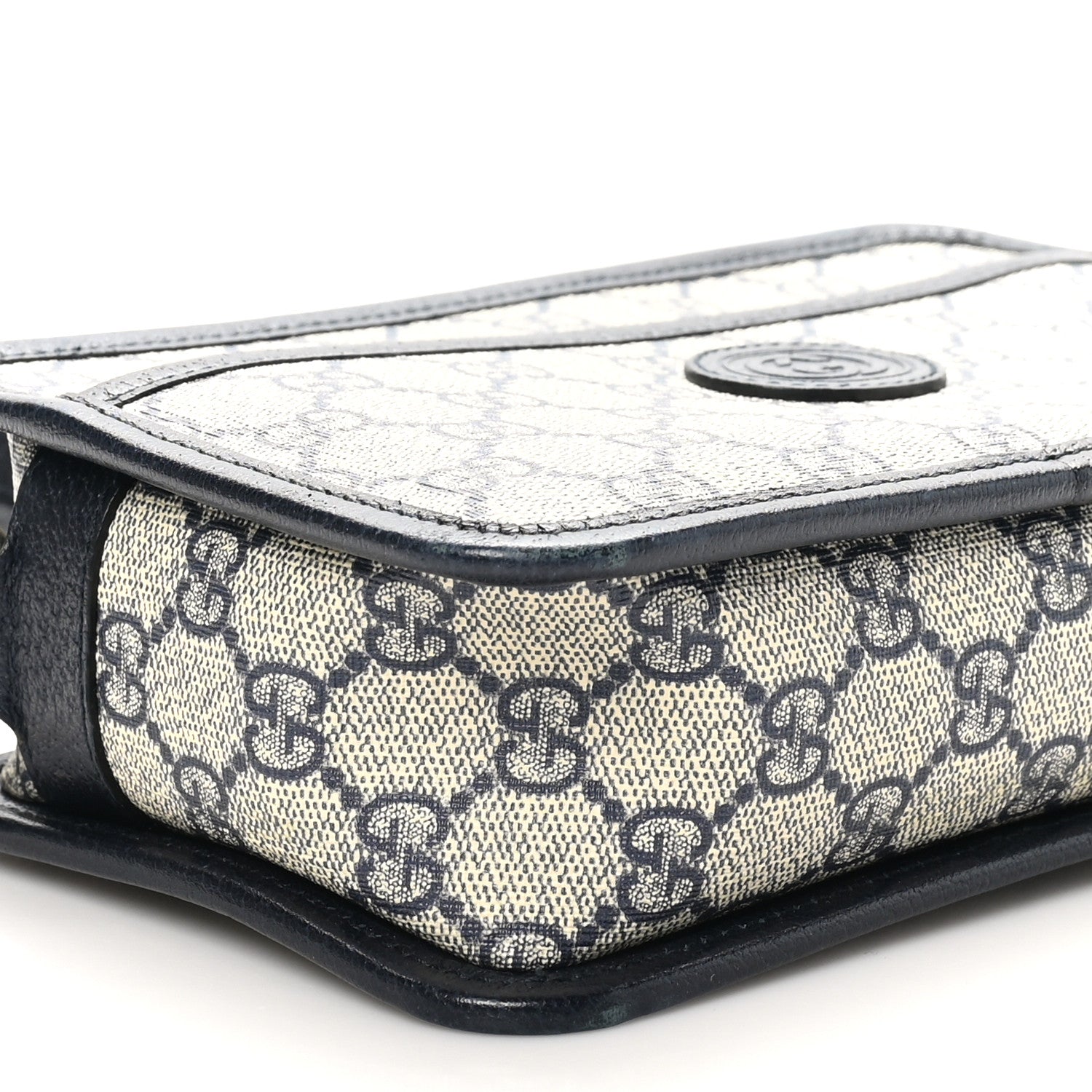 Gucci GG Supreme Monogram Textured Dollar Calfskin Mini Retro Interlocking G Shoulder Bag Beige Blue 9 of 11