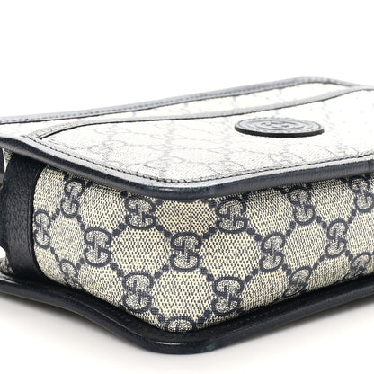 Gucci GG Supreme Monogram Textured Dollar Calfskin Mini Retro Interlocking G Shoulder Bag Beige Blue 9 of 11