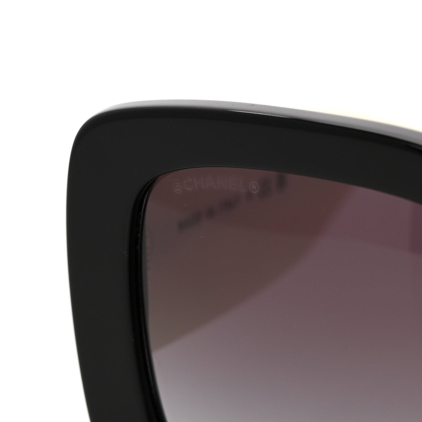 Acetate Quilted CC Rectangle Sunglasses 5483-A White Black