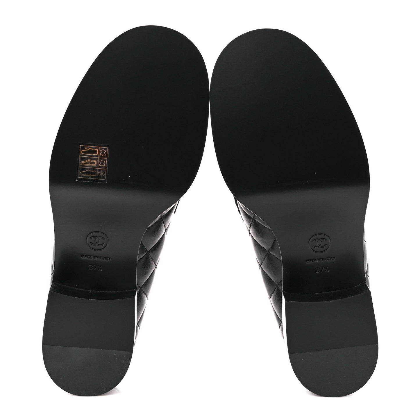 Lambskin Quilted CC Heart Loafers 37.5 Black