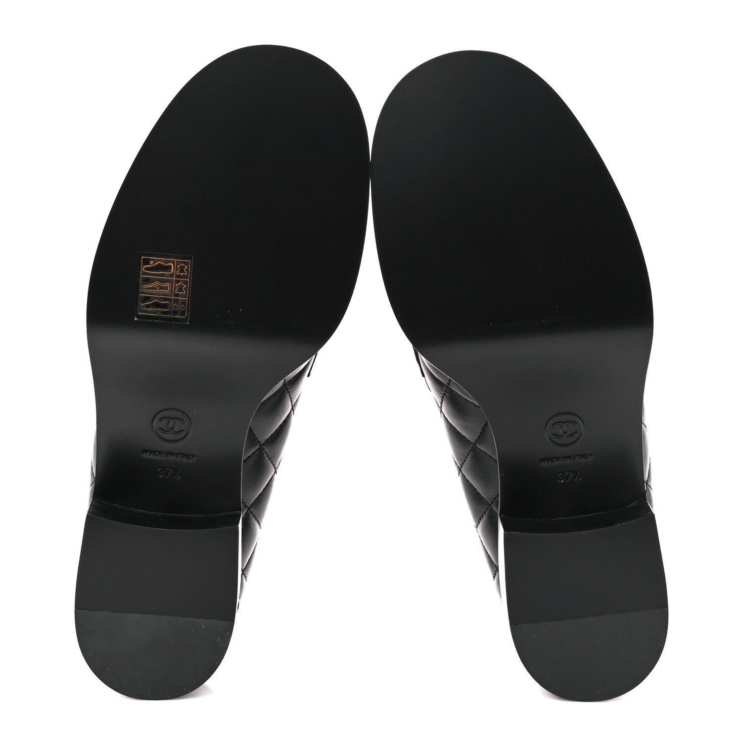 Chanel Lambskin Quilted CC Heart Loafers 37.5 Black 5 of 9
