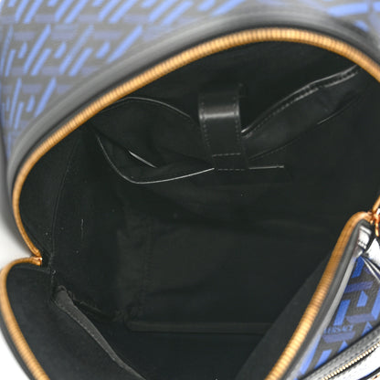 Versace Coated Canvas Calfskin La Greca Signature Backpack Black Blue 5 of 9