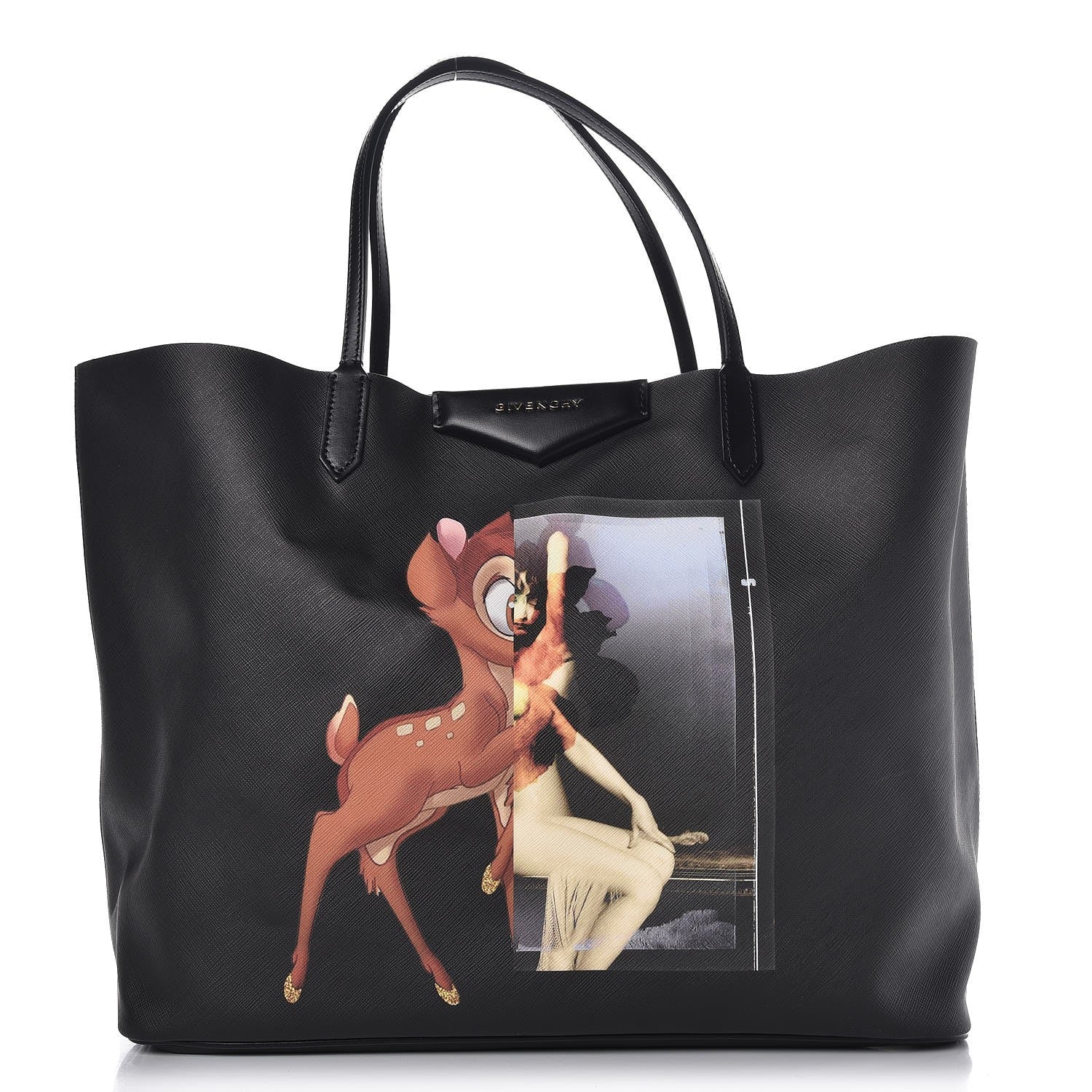 Givenchy Textured Coated Canvas Bambi Print Large Antigona Tote Black 1 of 7
