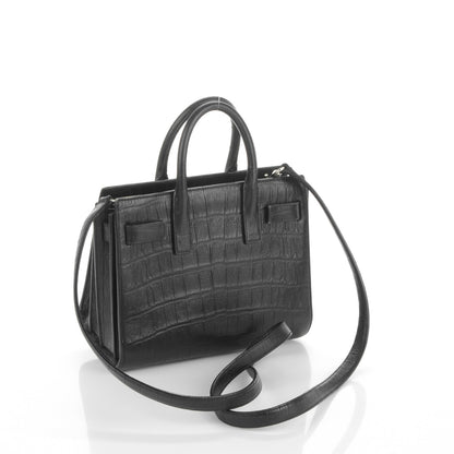 Saint Laurent Calfskin Crocodile Embossed Nano Sac De Jour Black 3 of 5