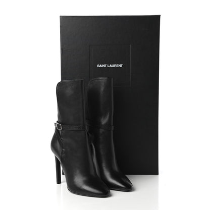 Saint Laurent Nappa Mica Buckle Ankle Booties 37 Black 9 of 9