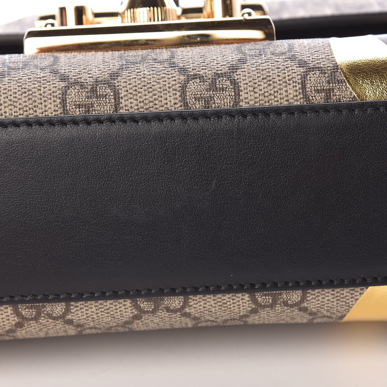 Gucci Calfskin GG Supreme Monogram Small Padlock Shoulder Bag Black Gold 13 of 13