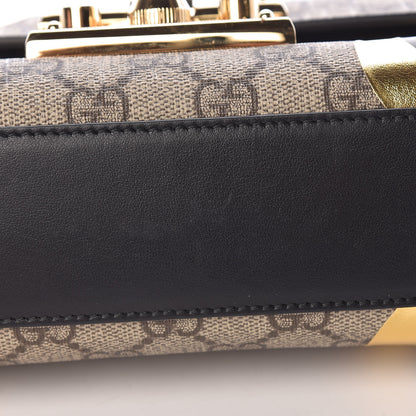 Gucci Calfskin GG Supreme Monogram Small Padlock Shoulder Bag Black Gold 13 of 13