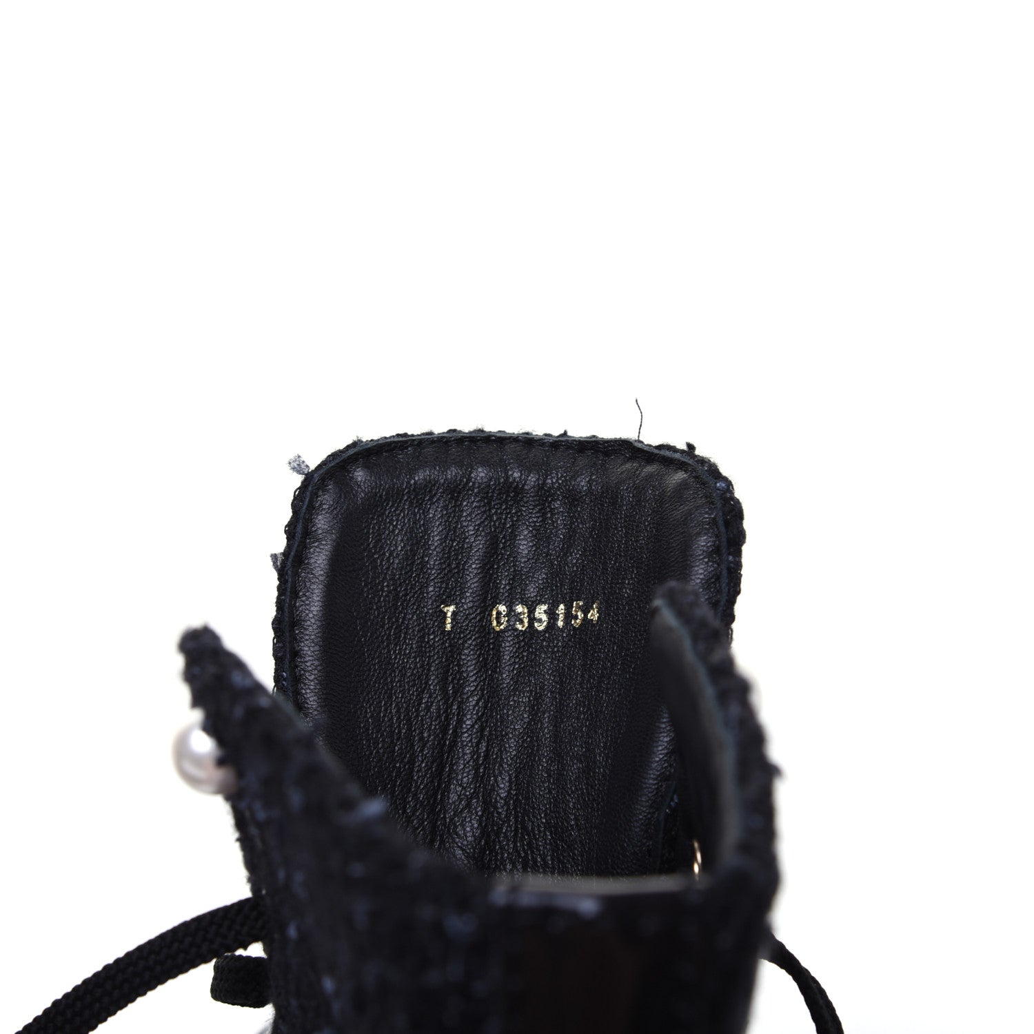 Chanel Tweed Patent Calfskin Pearl Combat Short Boots 36.5 Black Grey Blue 9 of 10