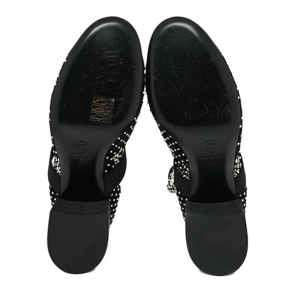 Chanel Resille Strass Kid Suede Patent Mary Jane Short Boots 38 Black 5 of 7