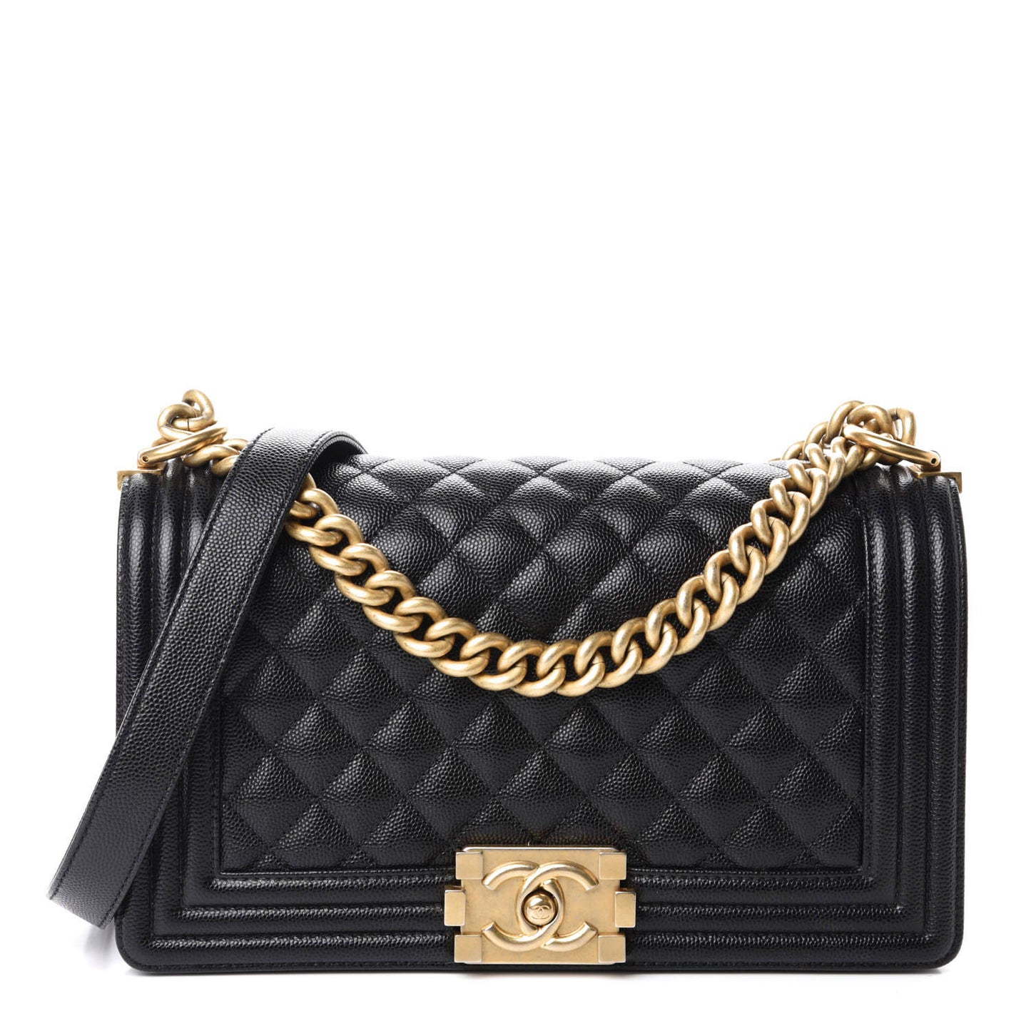 Caviar Quilted Medium Boy Flap Black